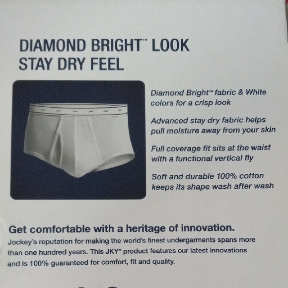 JKY Jockey XL 40-42 Full Rise Briefs White Diamond Bright 100% Cotton NEW - Picture 6 of 7
